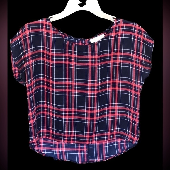 Red And Blue Plaid Blouse From A’gaci Size Small - Picture 2 of 5